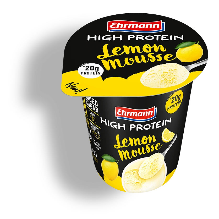 EHRMANN HIGH PROTEIN MOUSSE ЛИМОН - Слънчева свежест във всяка лъжичка. – 200 г