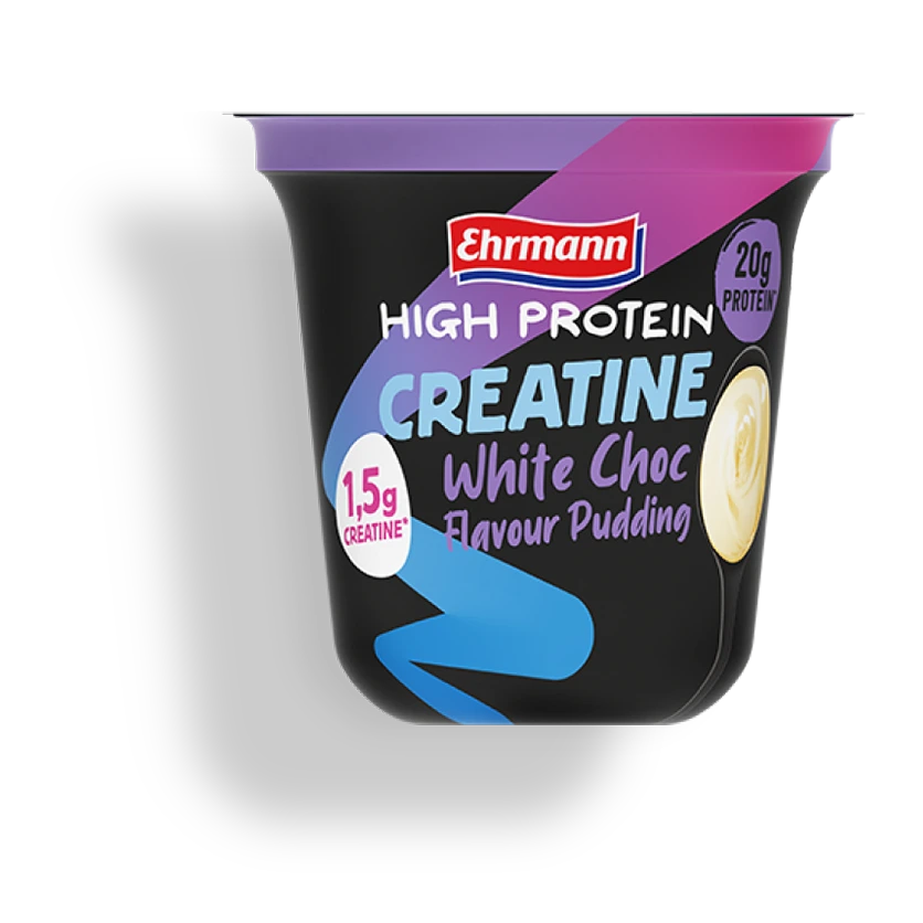 EHRMANN HIGH PROTEIN PUDDING БЯЛ ШОКОЛАД С КРЕАТИН - Нежната страна на силната комбинация. – 230 г