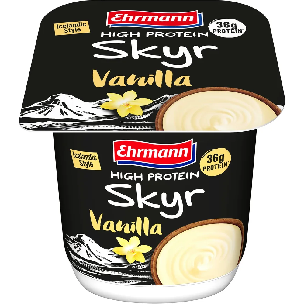 EHRMANN HIGH PROTEIN SKYR ВАНИЛИЯ 450 г - Ванилията има нежна страна. И тя е голяма! – 450 г